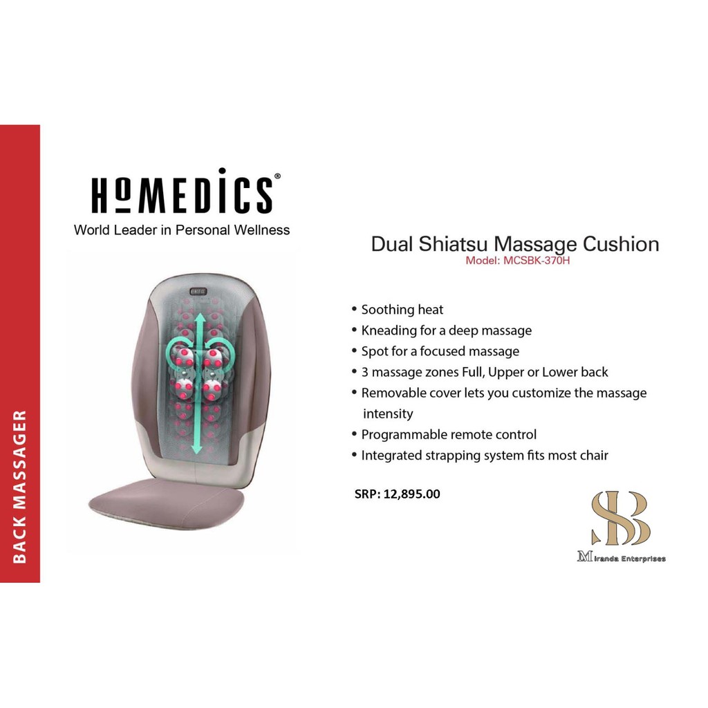 Dual shiatsu massage cushion hotsell with heat