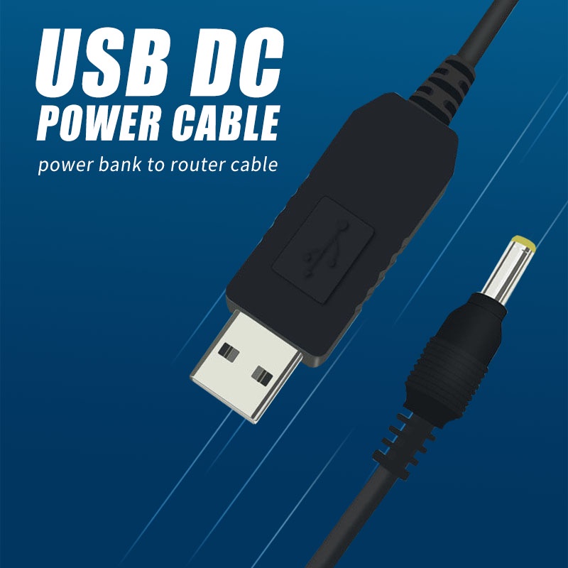 DC 5V to 12V USB Cable WiFi to Powerbank Connector Boost Converter Step-up  Cord for Wifi Router