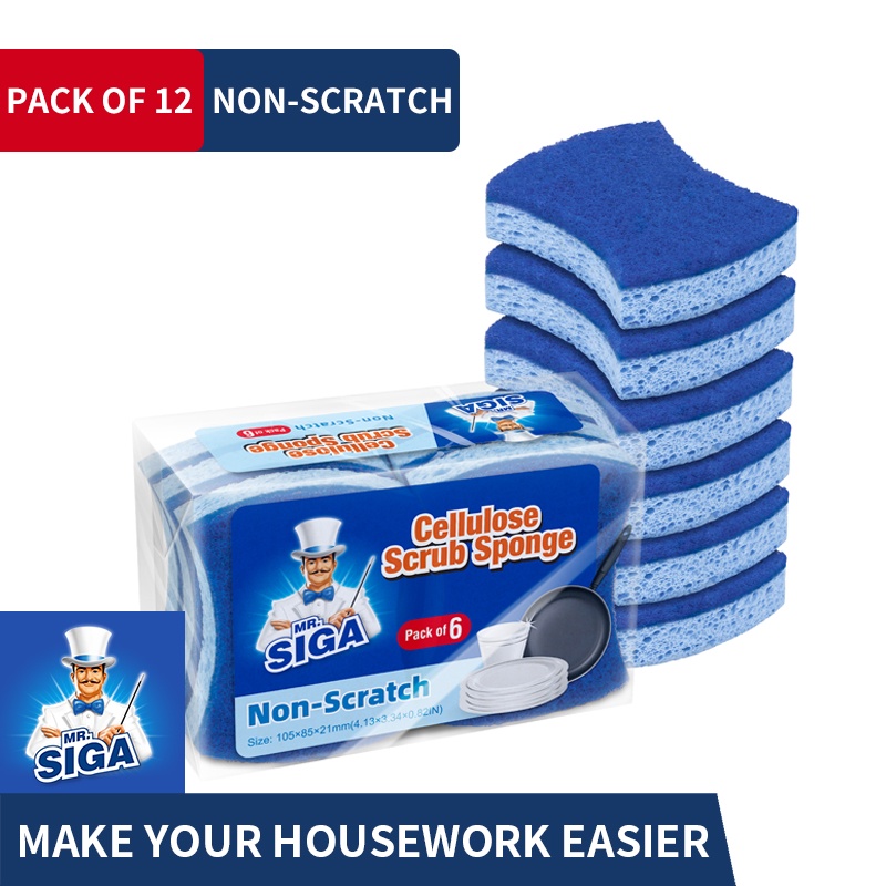 Non-scratch Cellulose Scrub Sponge, Dual-sided Dishwashing Sponge For  Kitchen, 10 Pack