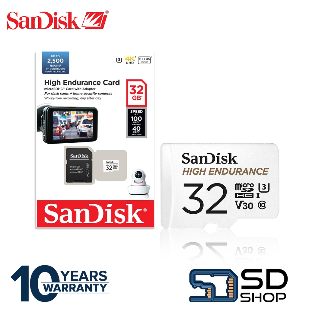  SanDisk 256GB High Endurance Video microSDXC Card with Adapter  for Dash Cam and Home Monitoring systems - C10, U3, V30, 4K UHD, Micro SD  Card - SDSQQNR-256G-GN6IA : Electronics