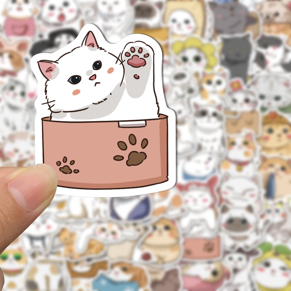 Kawaii Cartoon Cat Daily Life Paper Stickers 45 Pcs