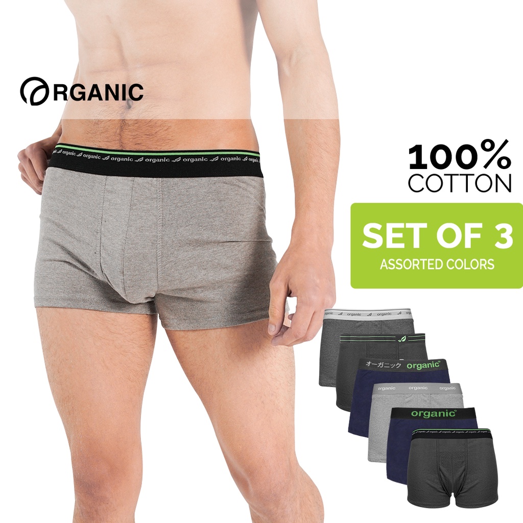 Organic Boxer Brief for Men Short Set of 3 Assorted Colors Mens Boxers  underwear Shorts Cotton