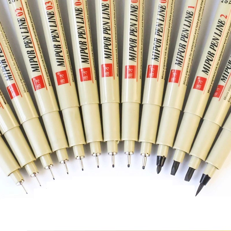 10Pcs/set Pigment Liner Micron Ink Marker Pen 0.05 0.1 0.2 0.3 0.4