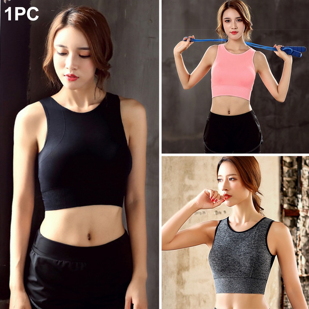 Women's Summer Yoga Ruffle Strap Back Fitness Room Training Shockproof  Sports Running Open Back Sports Bras (Black, S) at  Women's Clothing  store