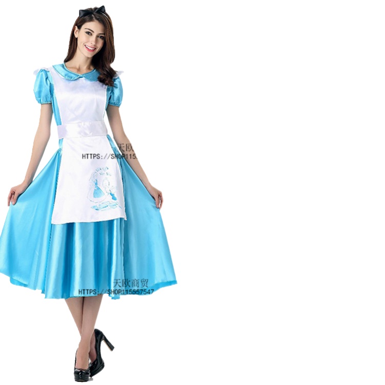 Alice in Wonderland Maid Women Girl Blue Dress For Valentine Cosplay Costume  USA