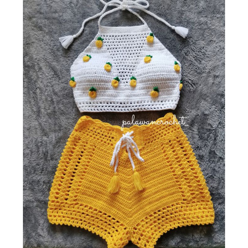 Crochet Pineapple Set top and shorts