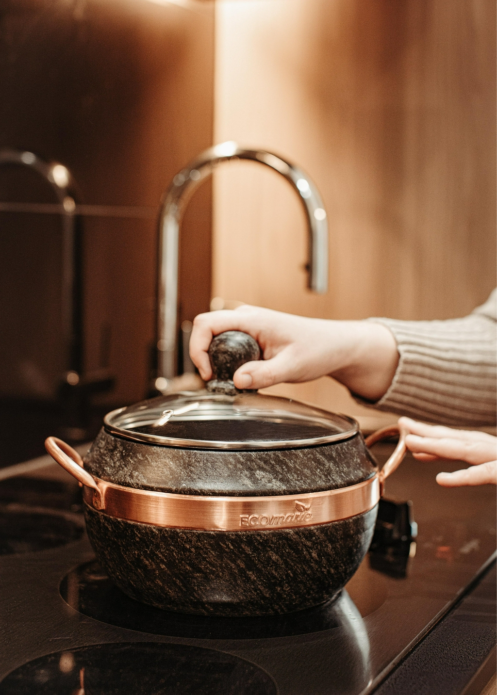 Ecomarie 3000ml Sauce Pan Soup Cooking Pot Stoneware Casserole