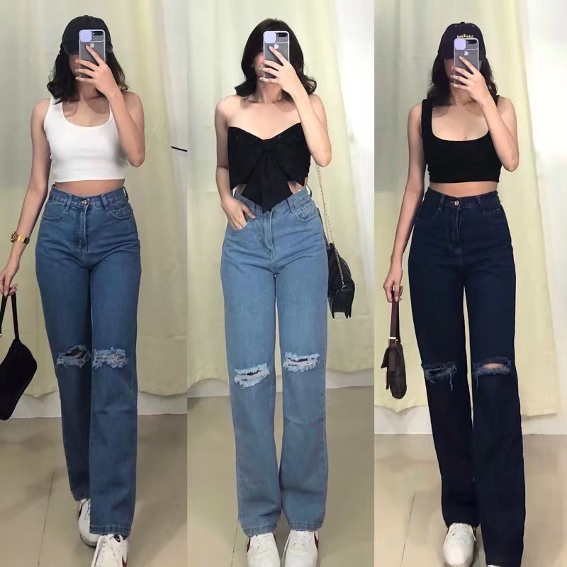 Mom Jeans Wide Leg Pant Women Pants HighWaist Jean Baggy Clothes Korean  Fashion