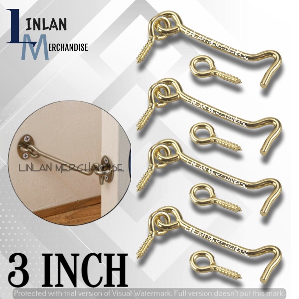 1 SET (4pcs) Gold Cabin Hook Shed With Eye Latch (4030)