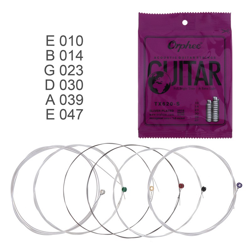 Orphee 6pcs set Acoustic Guitar Strings Special Silver Plated Anti