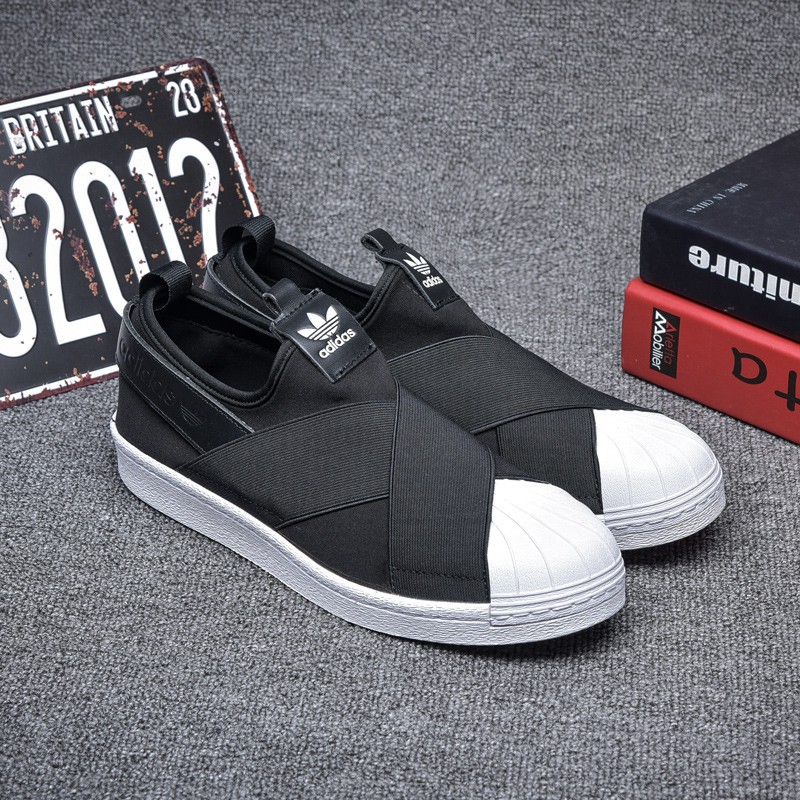 Adidas superstar outlet slip on leather