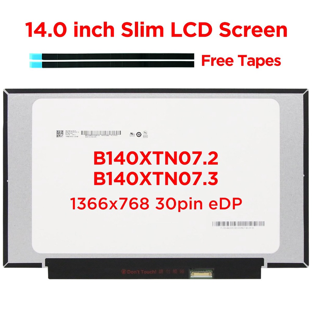 14.0 Laptop LCD Screen B140XTN07.2 B140XTN07.3 LQ140T1JH01 N140BGA