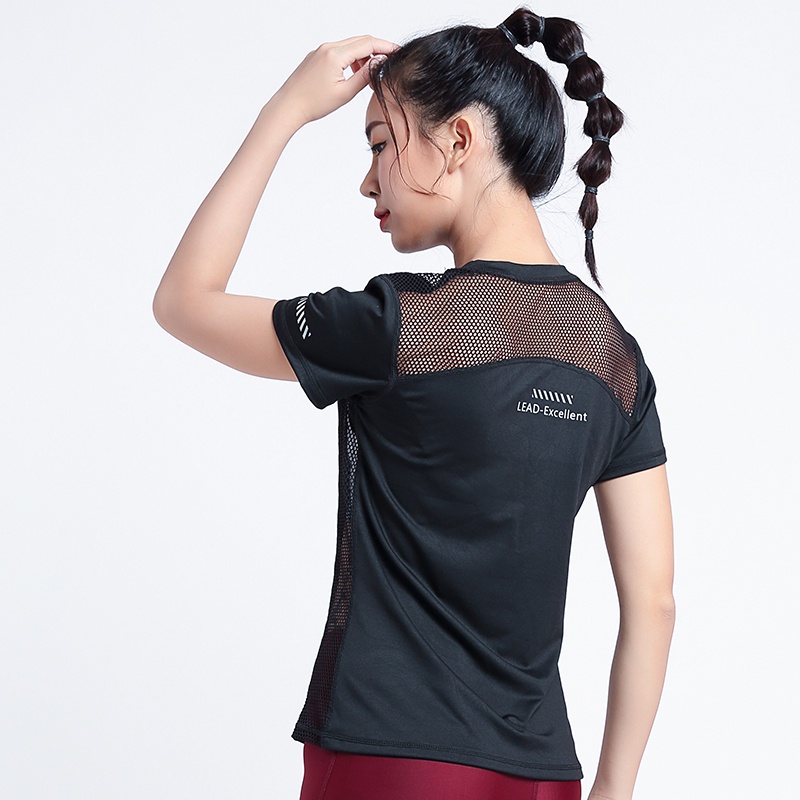 Women sports T-shirt quick dry Short-sleeve Gym yoga shirts black