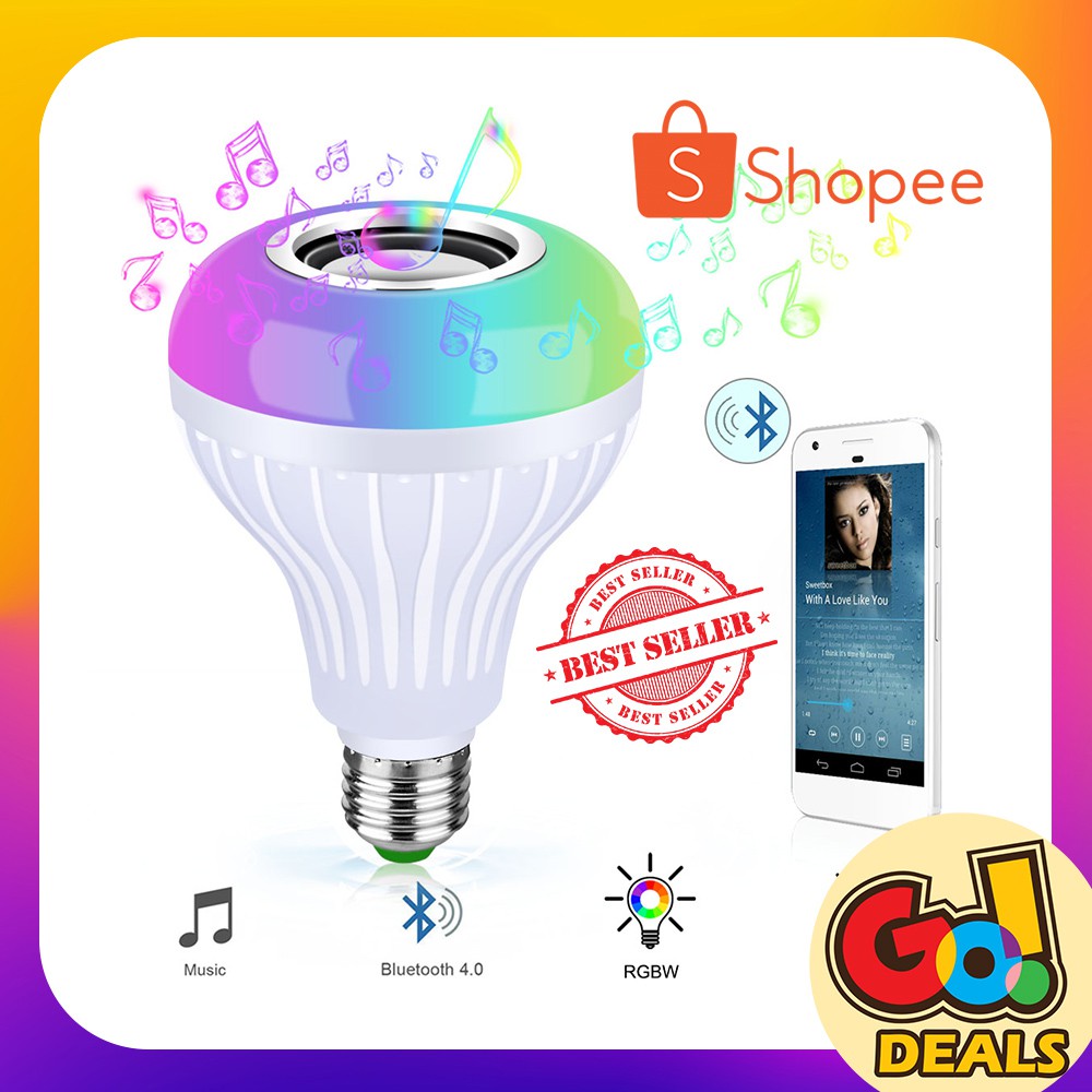 BLUETOOTH Smart Speaker LED E27 Light Bulb APP Smartphone Controlled  Dimmable RGBW Color Changing