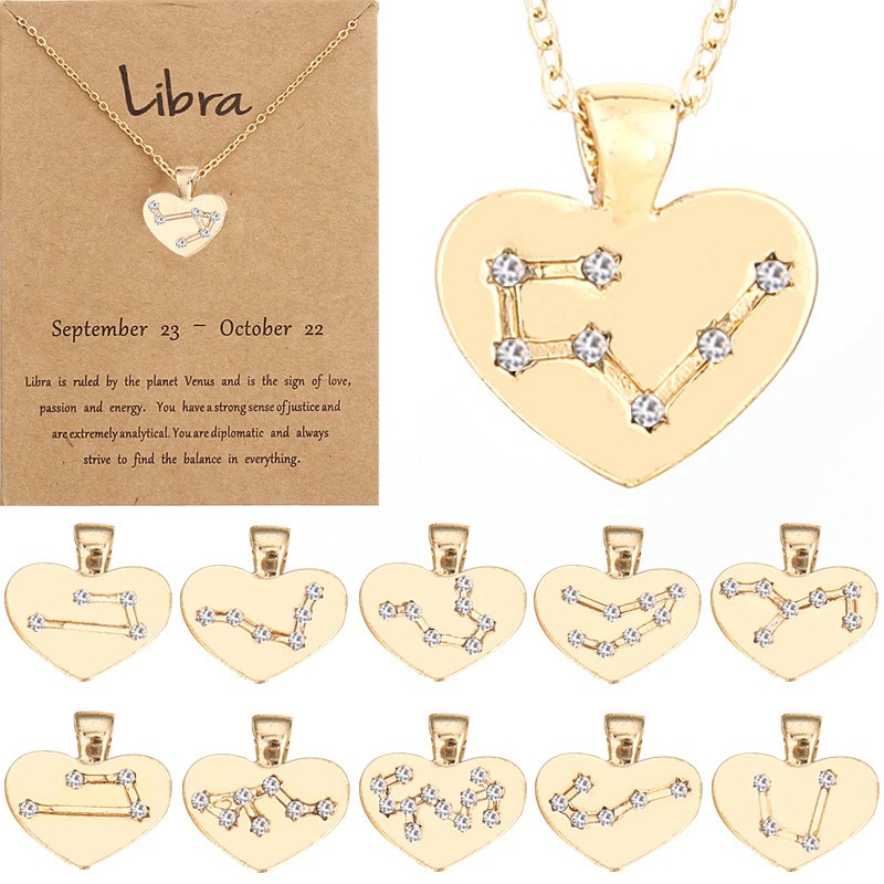 Zodiac Sign Heart Constellation Gold Necklace Women s Accessories