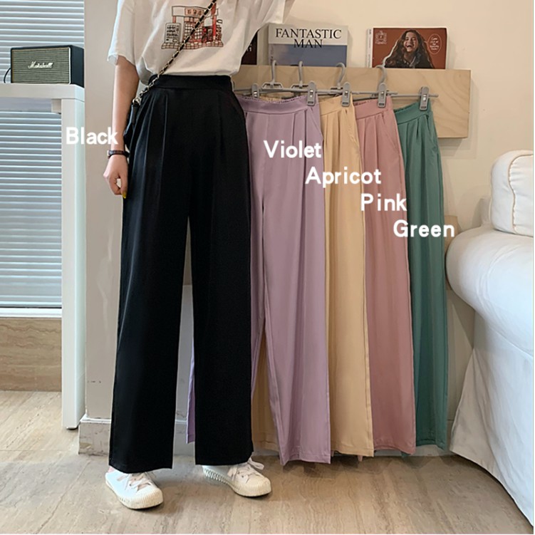 Female Elegant Square Pants Taslan Polyester Fabric Wide Leg Pants