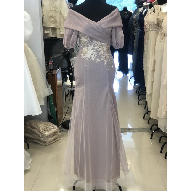 classy metallic puff sleeve NEW ARRIVAL mother of the bride