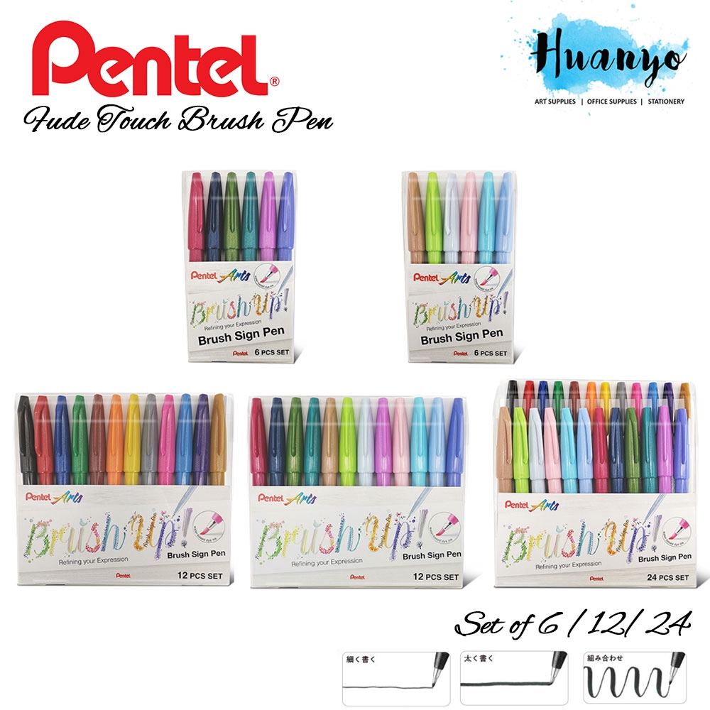 Buy 24 Colors New Pentel Fude Touch Brush Sign Pen 24 Colors BOX
