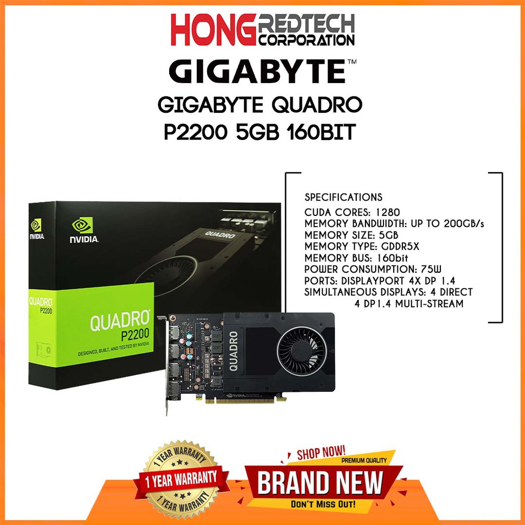 GIGABYTE QUADRO P2200 5GB 160BIT VIDEO CARD GRAPHIC CARDS