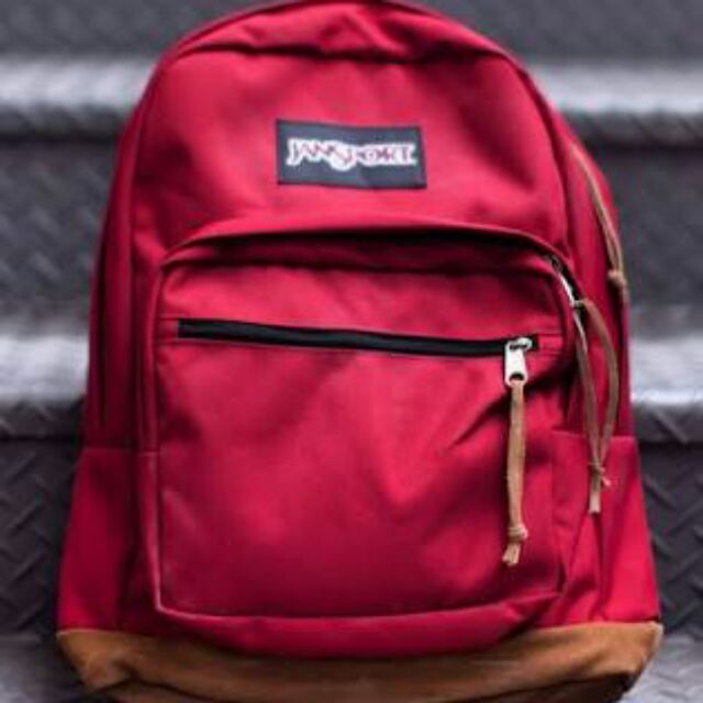 Authentic Jansport Red with leather bottom Shopee Philippines