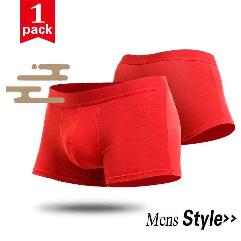 Men's Underpants Men's Boxers Red New Year's Gifts Wedding Thin Boxers  180-181