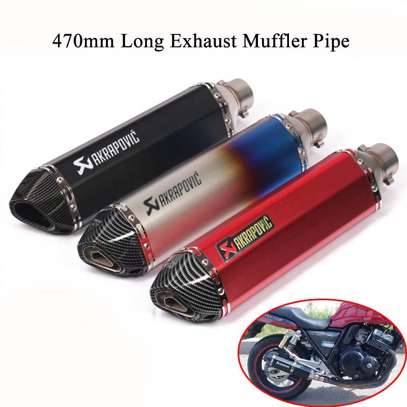 470mm Long 51mm Inlet Universal Motorcycle Exhaust Muffler Pipe Akrapovic  Ekzos with DB Killer