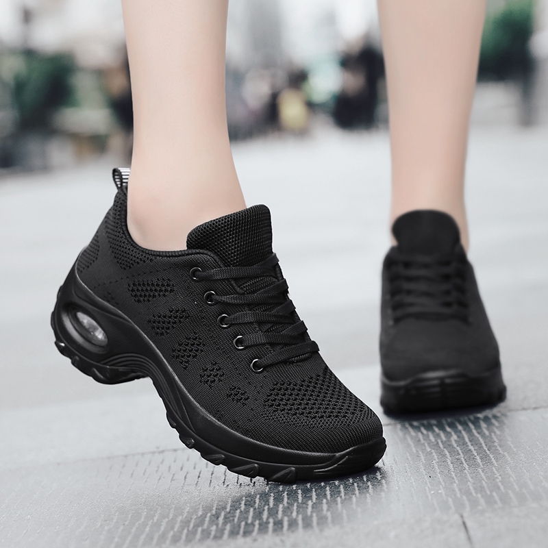 Ladies plain hot sale black trainers