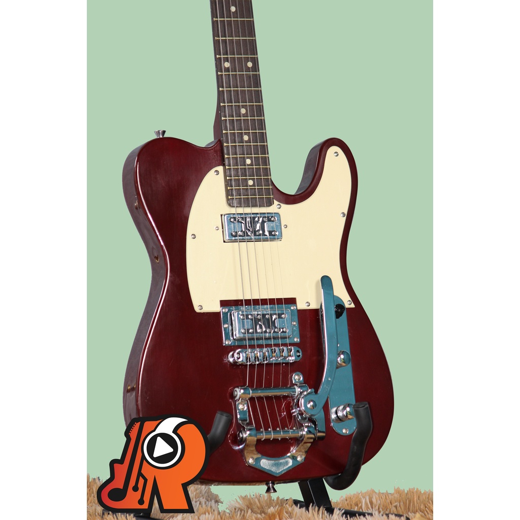 Clifton Jazz Telecaster JM 1 Humbucker Electric Guitar Maroon