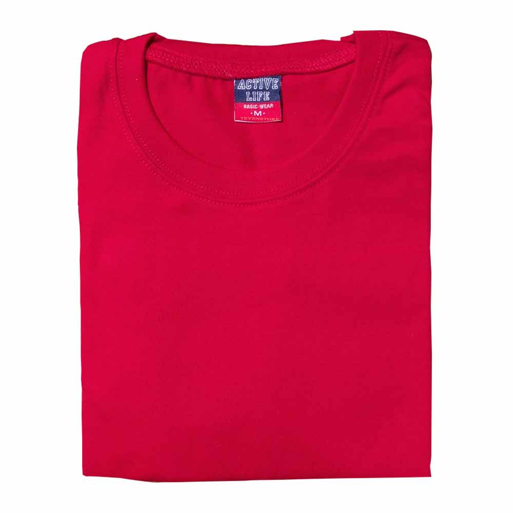 Active Life Red Plain T-shirt for Men Women Casual Cotton Round Neck Tee  Shirt