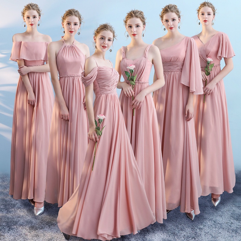 Formal occasion Evening Dress Bridesmaid Dress Old Rose Pink Long