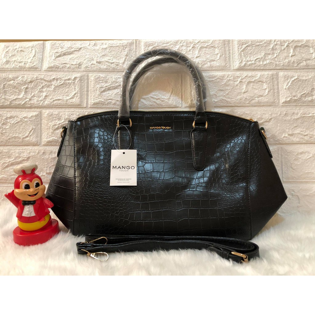 Mango black cheap croc bag