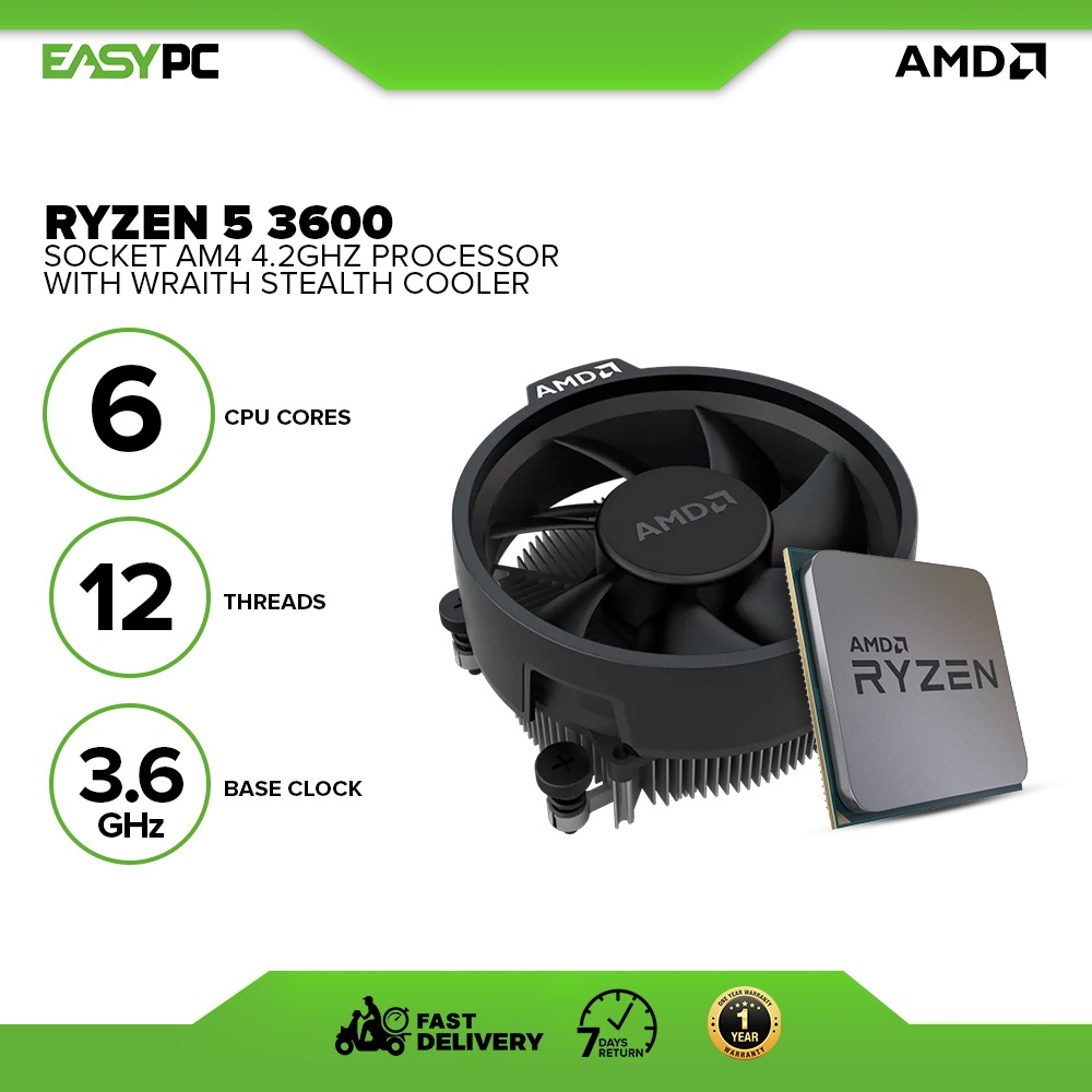 EasyPC | AMD Ryzen 5 3600 Socket Am4 4.2ghz Desktop Processor | 6