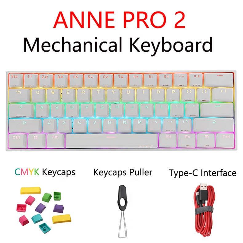 Original】 Anne Pro 2 Mechanical Gaming Keyboard 61 Keys Bluetooth USB-C RGB  Cherry / Gateron Red Blue Switch