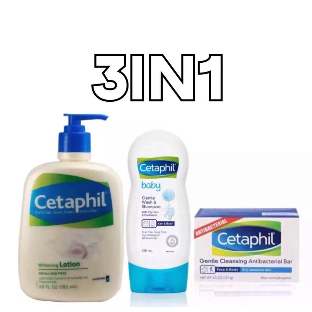 insanny Cetaphil 3in1 Whitening Lotion Baby Gentle Wash Shampoo