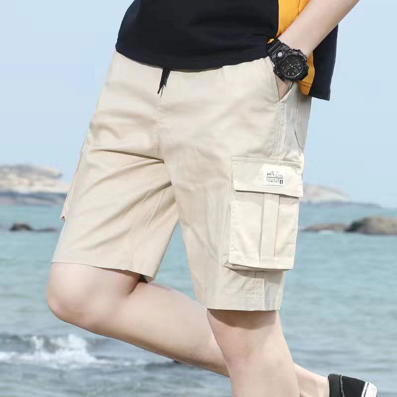 100% Cotton Men Cargo Short Pants Casual Shorts Cargo Pants Khaki