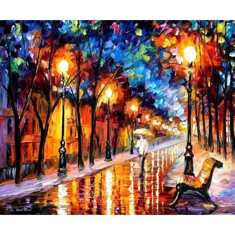 Paint by numbers Couple Romance Park Walk Painting with frame (40x30cm)