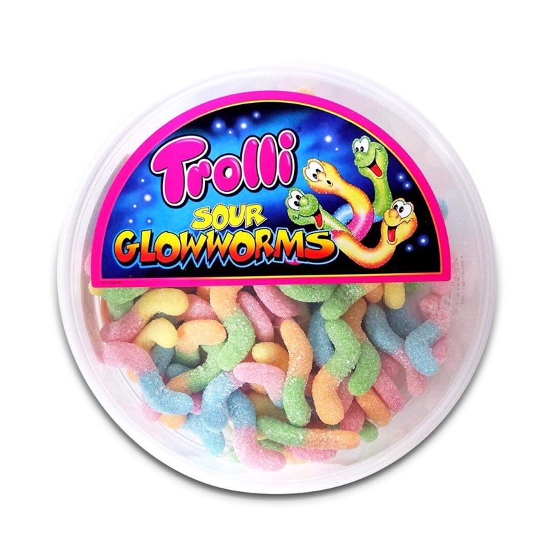 Trolli Sour Glowworms 100g • Snackje