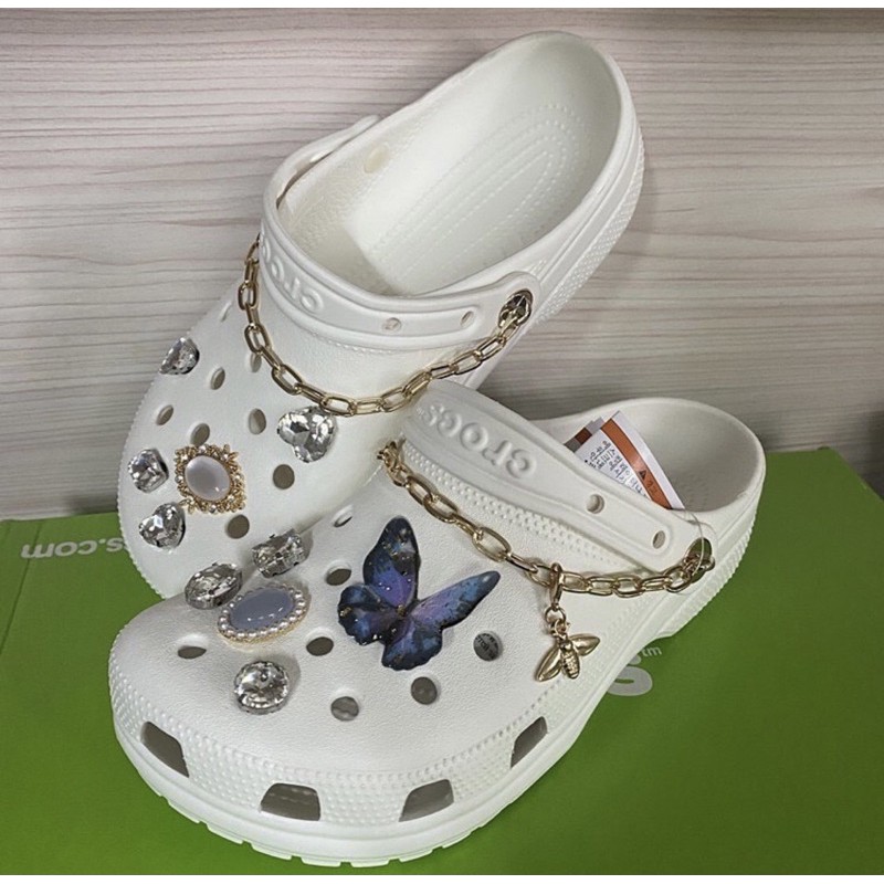 Crocs white with discount chain