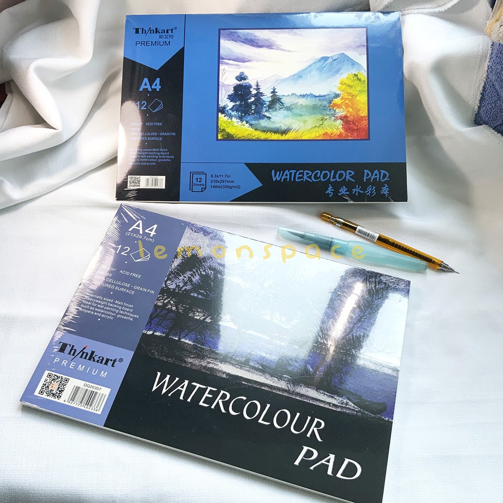 300gsm A3 A4 Watercolor Gouache Acrylic Pad - 12 sheets
