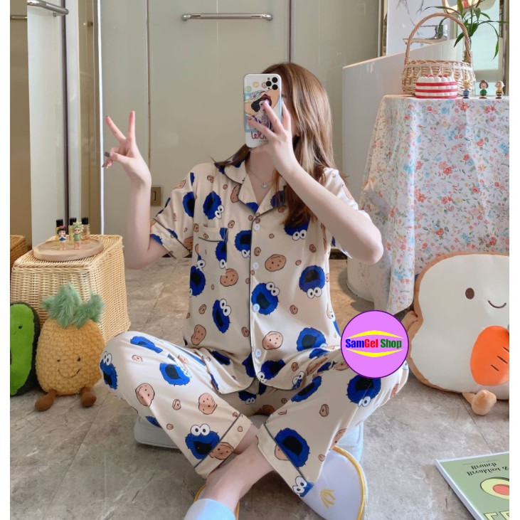 Silk Pajama Terno Long Pants Sleepwear Set Korean Home Wear Lounge