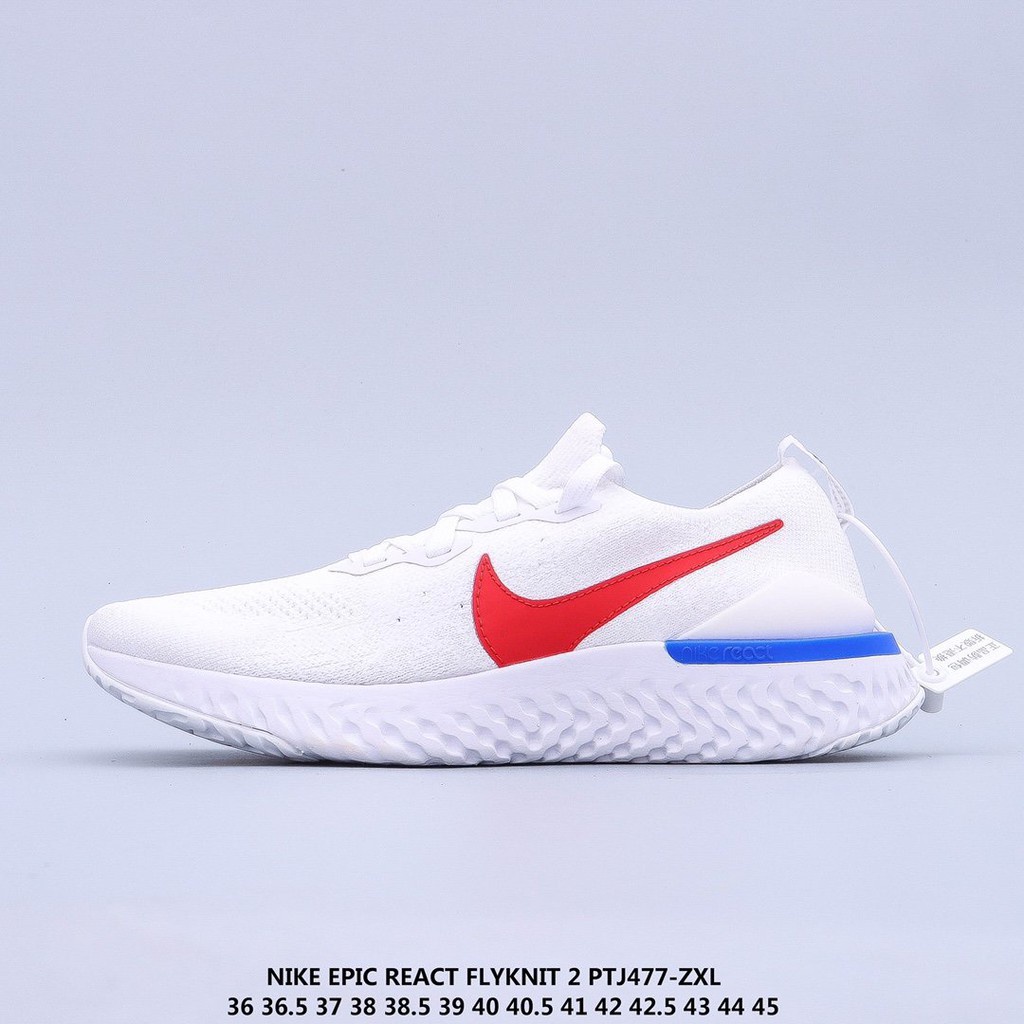 Nike epic react flyknit 2025 2 white blue red