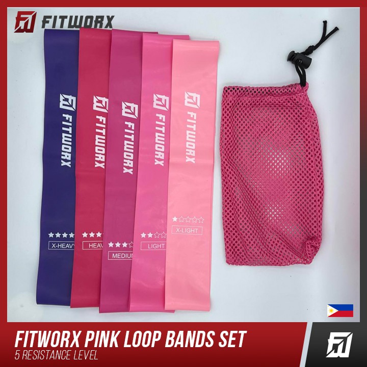 Fitworx 5 pcs Pink Loop Bands Resistance Band Flex band booty band