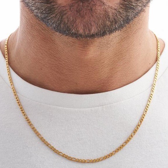 Mens thin gold chain with deals pendant