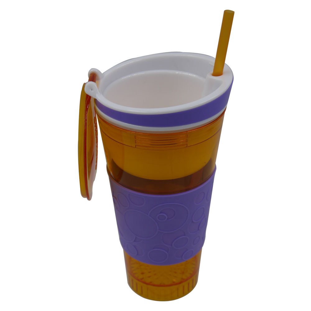 Buy Snackeez Travel Cup Snack Drink in One Container Orange/Purple