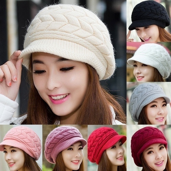 Elegant Women Hat Winter Autumn Beanies Knitted Hats For Woman Fur Cap Ladies Female Girl Beret Crochet Bonnet Shopee Philippines