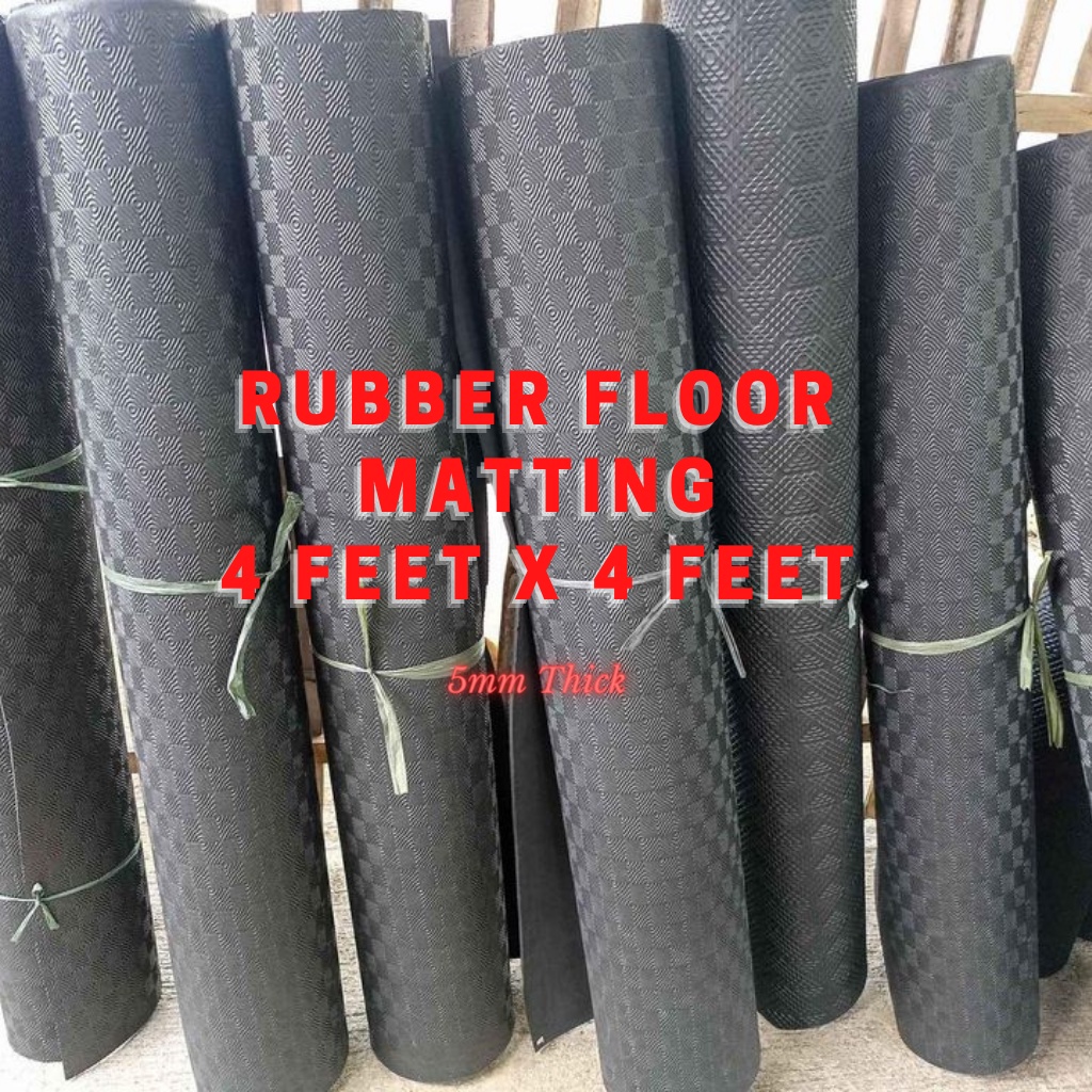 4x4ft Premium Rubber Floor Mat - Non-Slip, Durable & Easy to Clean