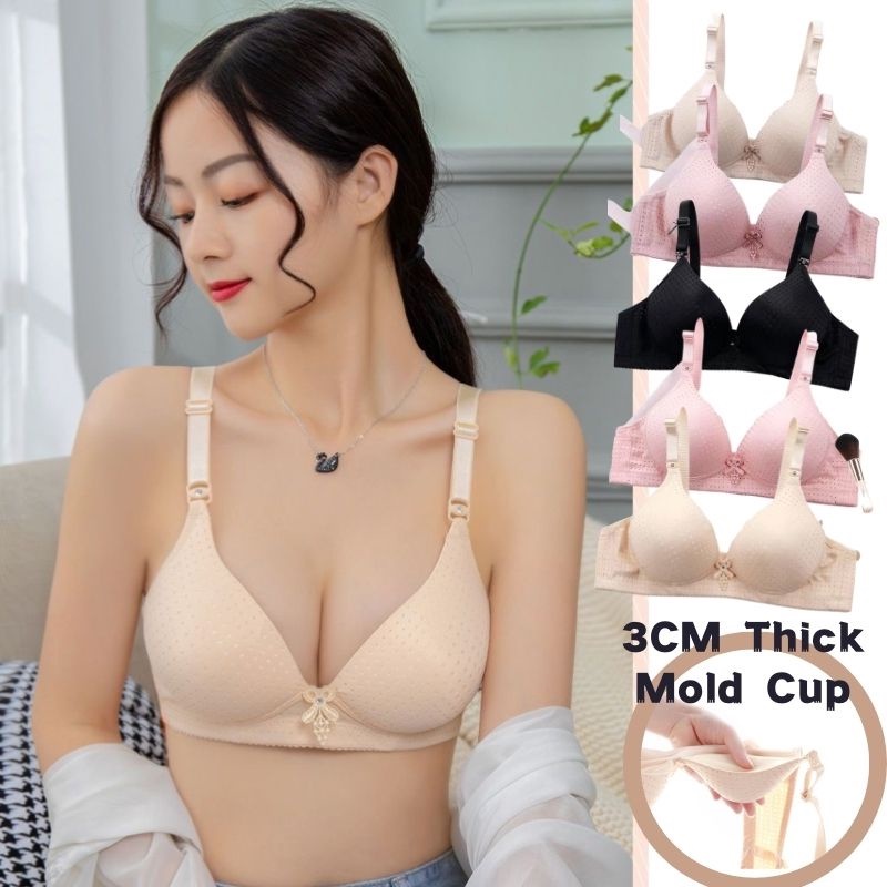 Small breasts show large flat bra thick bra super thick 3CM gathered sexy  bra no steel ring rbreast-thick underwear