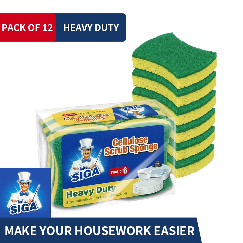 8 Packs Heavy Duty Scrub Sponge, Dual-Sided Dish washing & Cleaning Sponge