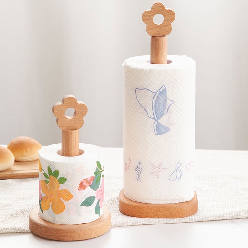 Japanese-style Solid Wood Paper Roll Holder Creative Kitchen