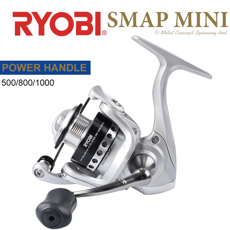 RYOBI SMAP MINI 500 800 1000 Fishing Reel Spinning Reel 3+1BB gear ratio  5.2:1 max drag 3kg Metal Spool Saltwater